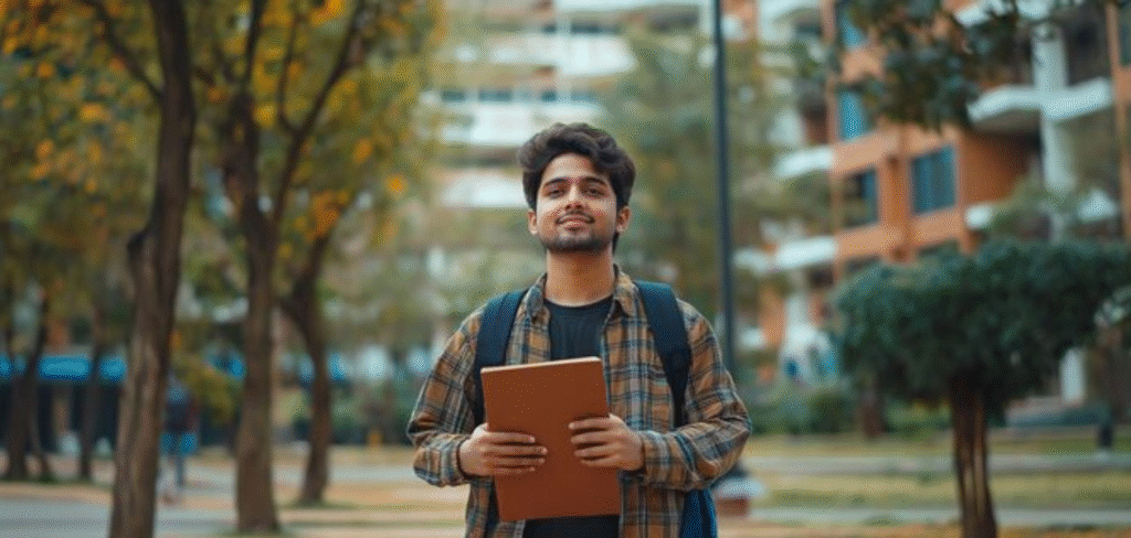 Heidelberg University campus in Germany with international students